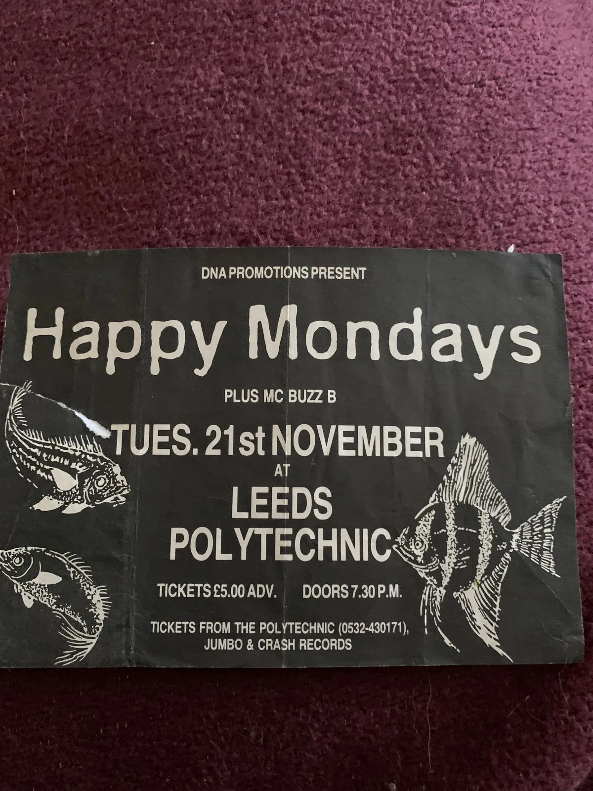 Happy Mondays + MC Buzz B at Leeds Polytechnic